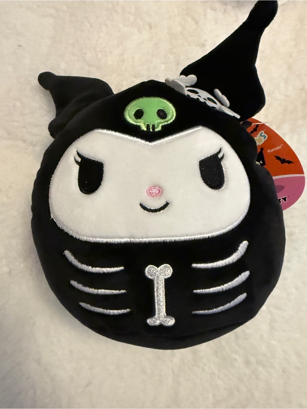 Squishmallows Kuromi Plush — Black, White, Green